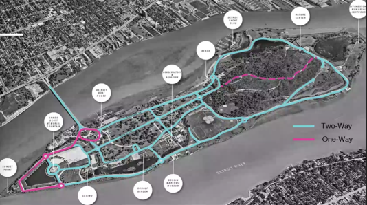 Proposed road direction changes for Belle Isle